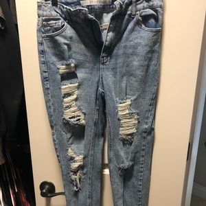 High waist denim acid washed jeans